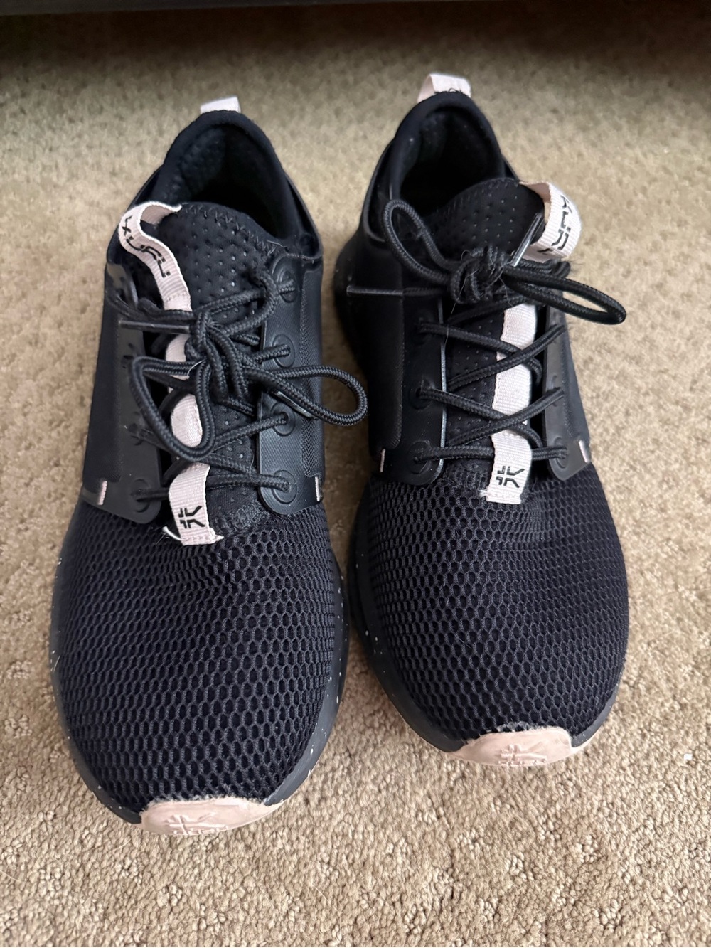 Women’s Black Athletic Mesh Sneakers with Light Pink Accents